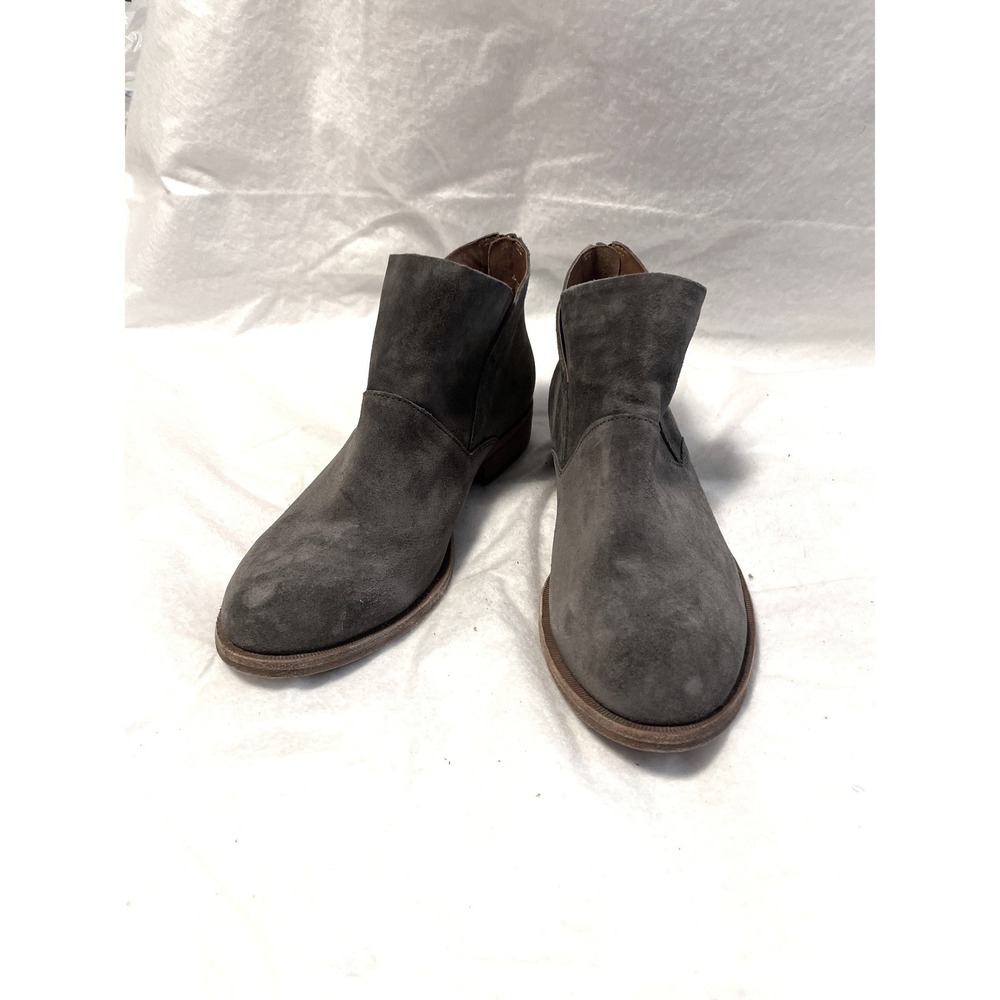 Kork-Ease Grey Suede Ankle Boots K53538 Women 9M Low Heel Zip Back Booties
